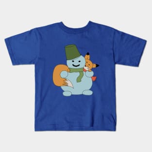 Frosty Friends: Fox and Snowman's Holiday Hideaway Kids T-Shirt